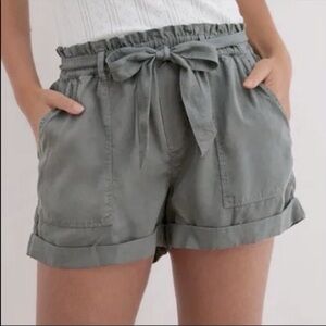 aerie tie waist Paperbag Waist Roll-Cuff Shorts